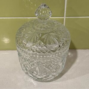 Vintage Anchor Hocking Wexford Diamond Pattern Glass Sugar Bowl with Lid